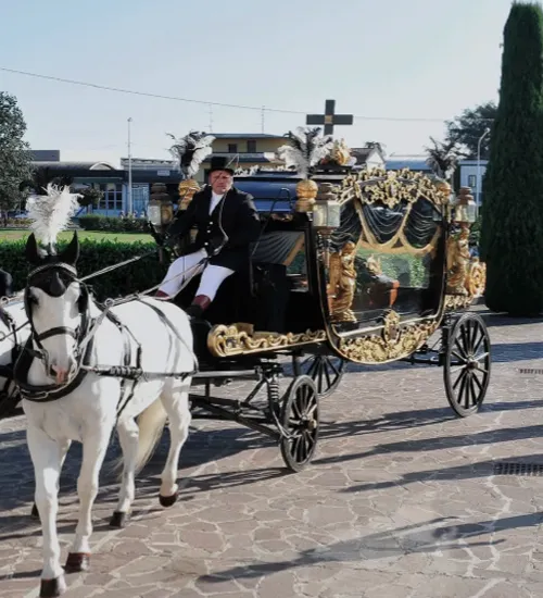 Carrozza funebre trainata da cavalli per funerali personalizzati